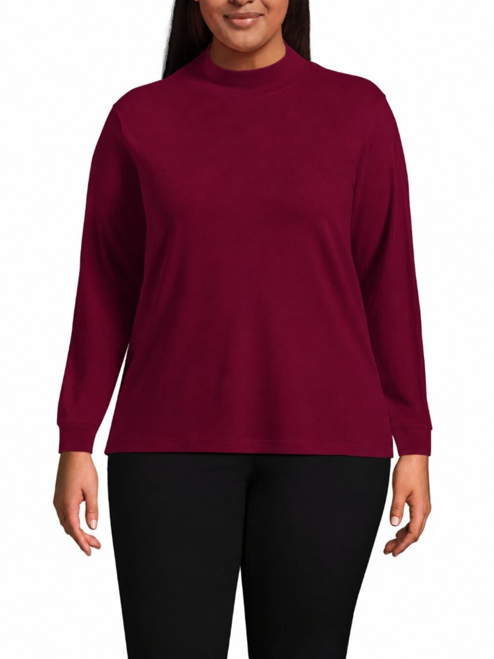 2/$30 Lands' End School Uniform Relaxed Cotton Long Sleeve Mock Neck Top #A3039